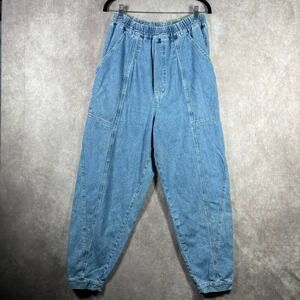 Vintage Express Balloon Jogger Jeans Womens Large Blue Denim  High Rise Pull On